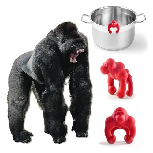 Xiuyer Gorilla Kochlöffelhalter Löffelablage Silikon | Pfannenwender | Spoon Holder | Topf-Deckelhalter Küche | Halter für Kochlöffel | Geschenk für Weihnachten, Geburtstag (rot) von Xiuyer