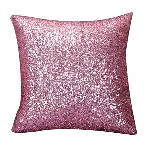 Xmiral Kissenbezüge Solid Color Glitter Pailletten Cafe Home Decor Sofakissen Pillowcase(40 x 40 cm,Pink) von Xmiral