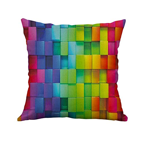 Xmiral Kissenh黮len Kissenbez黦e Baumwolle Leinen 3D Regenbogen Objekt Drucken 40 X 40cm Quadratischer Sofakissen Kopfkissenbezug(C) von Xmiral