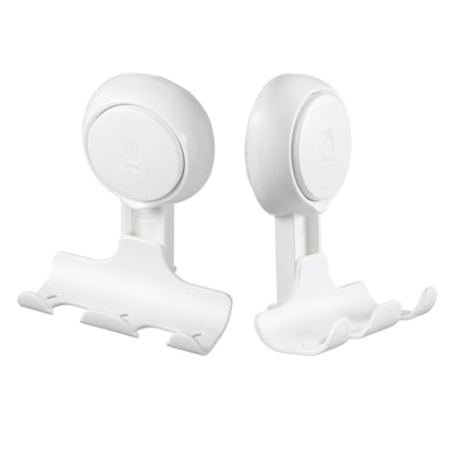 Xptieeck 2 x Halterung für Dusche, Saugnapf-Haken, ABS, weiß, leistungsstarke Vakuum-Saugnapf-Haken, abnehmbare und wiederverwendbare Duschhaken von Xptieeck