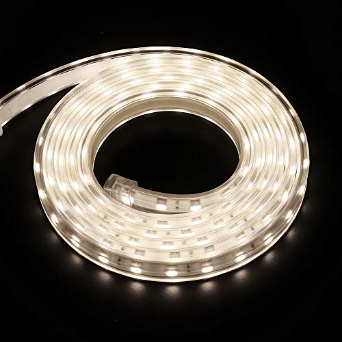 XUNATA LED Strip Streifen AC 220V SMD 5050 60leds/m IP67 Wasserdicht mit EU-Stecker für Küche Stairway Home Weihnachten Party Dekoration (Natürliches Weiß, 11m) von XUNATA