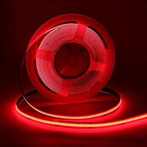 Xunata USB COB LED Streifen 320 LEDs/m Superhell Hohe Dichte Selbstklebend Flexibles 5V COB LED Lichtband Strip für Schlafzimmer Küche Home Innendekoration (Rot, 5M) von XUNATA