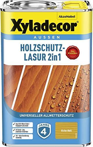 Xyladecor Holzschutz-Lasur 2 in 1, 4 Liter Eiche-Hell von Xyladecor