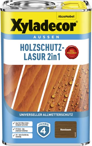 Xyladecor Holzschutz-Lasur 2 in 1, 4 Liter Nussbaum von Xyladecor