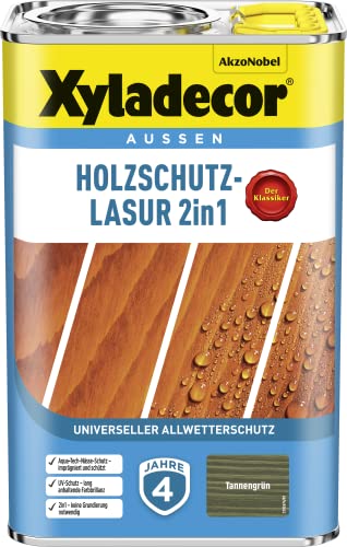 Xyladecor Holzschutz-Lasur 2 in 1, 4 Liter Tannengrün von Xyladecor