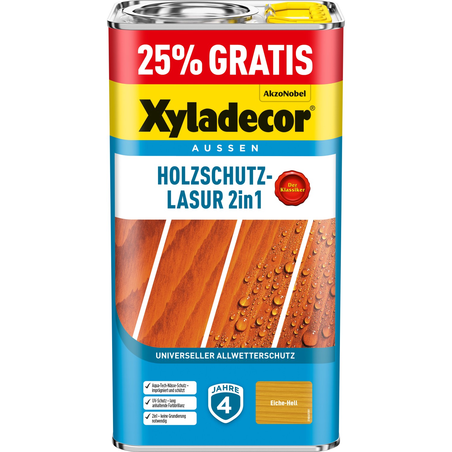 Xyladecor Holzschutz-Lasur 2in1 5l Promo Eiche Hell matt 4 + 1 l von Xyladecor