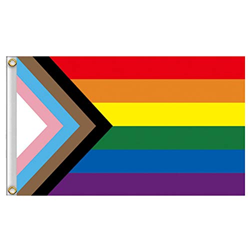 Xzbling Fortschritts-Stolz-Flagge, Premium-Fortschritt-Stolz Regenbogenflagge Gay-Pride-Flagge Regenbogen-Stolzflaggen-Dekorationen Gay Lesbian Bisexual Trans LGTBQ Community Progress Pride Flags von Xzbling