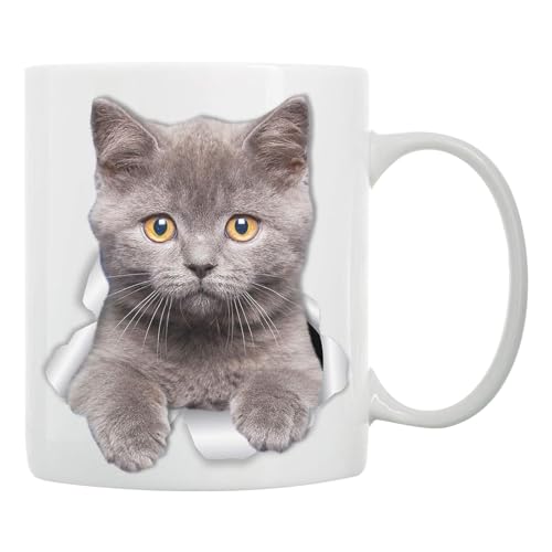 Xzbling Katze Tasse Süße Keramik Kaffeetasse 350ML Katzen Kaffeebecher lustig Katzen Motiv Tasse 3D Tier Katzen Tassen Neuheit Kaffeetassen & Becher Geschenk für Katzenliebhaber von Xzbling