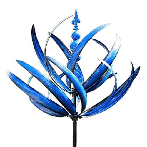 Xzbling Metall Windrad Lotus Windspiel Windmühle Für Den Garten, Windmühle Aus Metall Für Garten,Windspinner Aus Metall, 360 Grad Drehbare, UV-beständig Und Wetterfest, Für Garten Als Dekoration von Xzbling