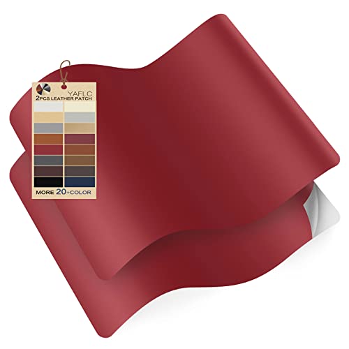 YAFLC 28x21cm Leder Patch Selbstklebend, Kunstleder Selbstklebend Rot, Kunstleder Reparaturset für Couch, Sofa, Autositze Zubehör,Jacken, Handtaschen von YAFLC