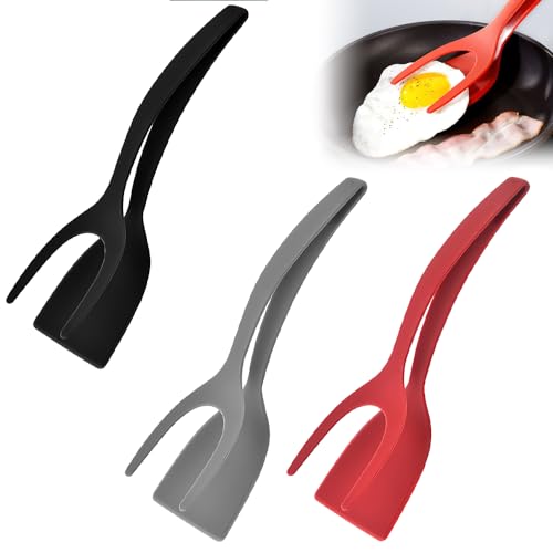 YANGUN 2 in 1 Spatel und Zange, Spiegelei wender, Fried Egg Spatula, Vielseitiger Küchen Pfannenwender Zange, Eierflipper für Ei, Brot, Fisch, Pfannkuchen, Toast von YANGUN