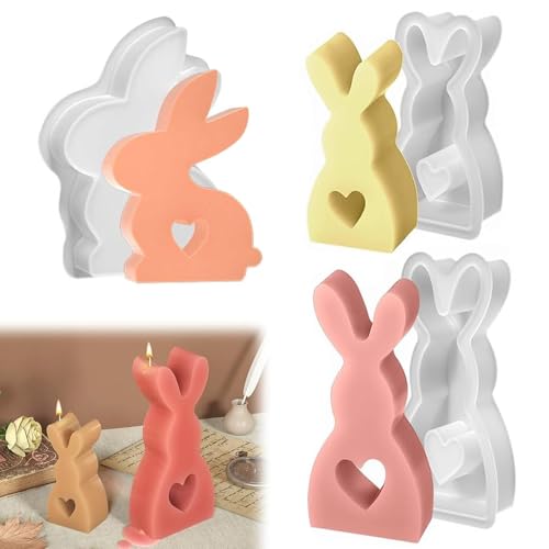 YANGUN 3 Stück Ostern Kaninchen Silikonformen Gießformen, Osterhase Silikonform for Gips, Silikonform Hase Ostern für Gips, Hasenform für Ostern, Niedliche Hasenform für Ostern, Ostern Dekoration von YANGUN