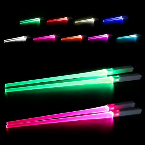 YANGUN 9 Farbe Leuchtende Essstäbchen, Lichtschwert Chopsticks, LED Essstäbchen Leuchtende, Lightsaber Chopsticks, Essstäbchen mit LED für Küchen Dinnerparty Sushi Besteck von YANGUN