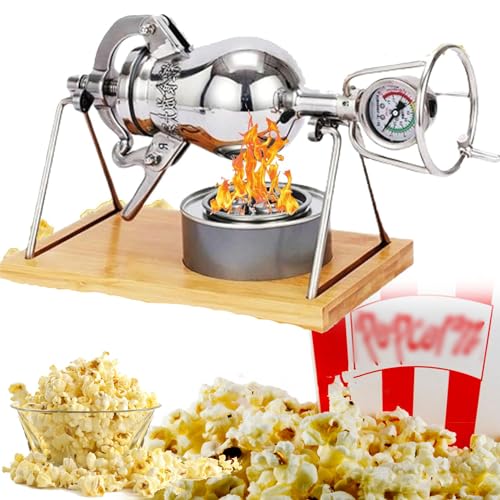 YANGYMM 304 Hochdruck-Popcorn-Maschine, chinesische traditionelle altmodische Popcornmaschine, Handkurbel-Retro-Popcornmaschine mit Manometer, für Heimparty-Mini-Popcornmaschine,300ml von YANGYMM