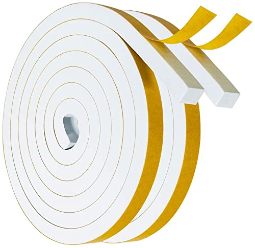 Dichtungsband Türdichtung Selbstklebend 12mm(B) x12mm(D)/4m(L) für Türen Fenster Schaumstoff klebeband Gummidichtung Gegen Kalte Zugluft/Anti-Kollision/Schalldichter/Wasserdichter/Staubdicht Weiß von YANKUIRUI