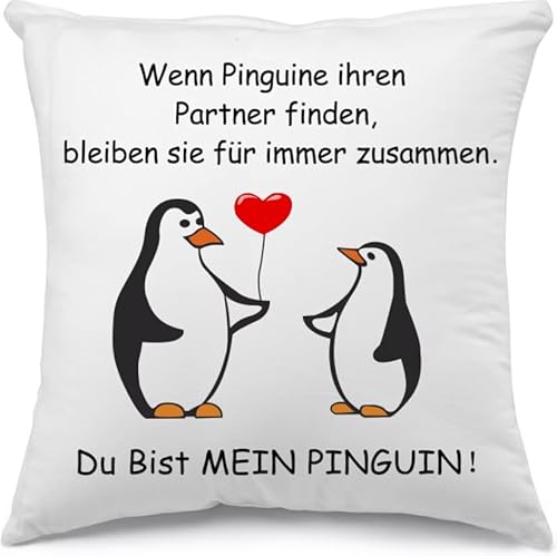 YANSYUN Jahrestag Geschenk für Ihn Sie Pinguin Kissenbezug 45×45 cm Pinguin Geschenk für Partner Valentinstag Weihnachten Hochzeitstag Geschenke für Männer Frauen von YANSYUN