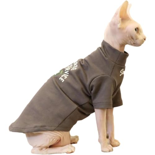 YAOER Haarlose Katze Sphinx Devon Frühling Sommer Baumwolle Dirty Stretch Sweatshirt, Grau, L von YAOER