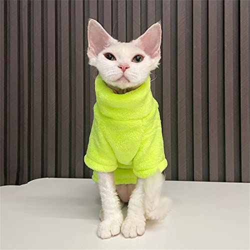 YAOER Haarlose Katzenkleidung Sphinx Cat Devon Haustier-Katzenkleidung Nerz-Fleece-Bodenverdickung Warme Katzenkleidung, Fluoreszierendes Grün, XXL+ von YAOER