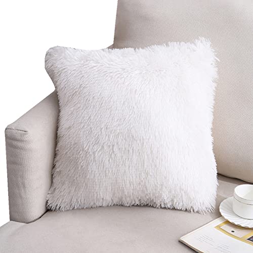 2er Set Kissenhülle Dekorative Dekokissen Schlafzimmer Plüschkissen Kuschelig Couchkissen Regenbogen Kissenbezüge mit Reißverschluss für Sofa Auto Schlafzimmer Zuhause (40 x 40cm, Weiß) von YATOLA