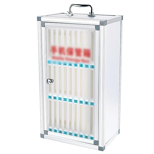 Tragbarer Griff, Schlüsselschloss An Der Wand Befestigte Handys Aufbewahrungsschrank Handy Schrank Silber Speicher Schließfach Box (S : 36 Slots) von YCDJCS