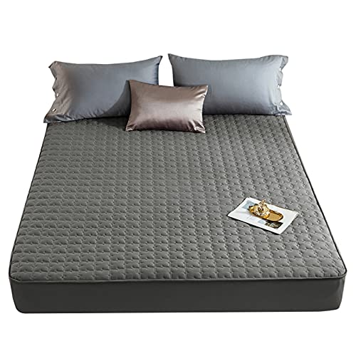 Matratzen Topper Bedding Gesteppte Matratzenauflage Spannbettlaken Baumwolle Für Boxspringbett Waschbar Anti-Allergie Matratzenschoner (Grau #1,Dünn: 180x200cm) von YCDZSW