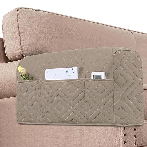 YCDZSW Armlehnenschoner, Organizer für Sofa Couch, Armlehne Organizer für Sofa Couch, Stuhl, Sessel, Wasserdicht rutschfeste TV-Fernbedienungshalter mit 6 Taschen für Zeitschriften (Khaki) von YCDZSW