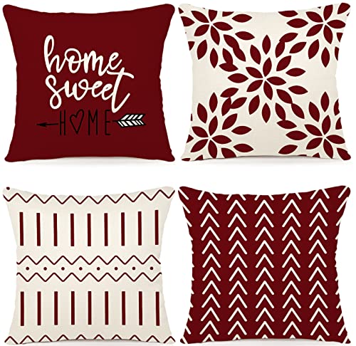 YCOLL Kissenbezüge 4er Set Kissenbezüge leinen Kissenbezug Dekokissen Kissenbezüge für Sofa Gartenbett Couch Kissen 55x55cm （4er Set） von YCOLL