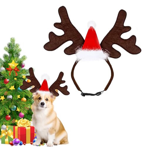 Weihnachten Haustier Stirnband, Hund Katze Rentier Geweih, Rentier Haarreif FüR Haustiere, Elch Kopfbedeckung, Weihnachten Rentier Geweih Stirnband, Für Haustier Weihnachtsfeier Dekoration von YDMAJF