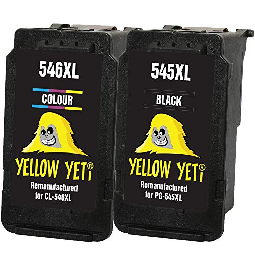 YELLOW YETI Ersatz für Canon PG-545XL CL-546XL Druckerpatronen Schwarz/Farbe kompatibel für Canon Pixma MG2450 MG2550 MG2555S MG2950 MG3050 MG3051 MG3052 MX495 iP2850 TR4550 TR4551 TS3150 TS3151 von YELLOW YETI