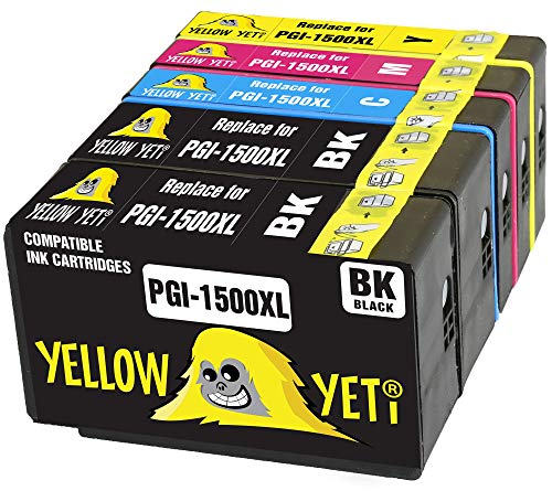 Yellow Yeti Ersatz für Canon PGI-1500XL PGI-1500 XL Druckerpatronen kompatibel für Canon MAXIFY MB2050 MB2350 MB2750 MB2150 MB2155 MB2755 (2 Schwarz + 1 Cyan + 1 Magenta + 1 Gelb) von YELLOW YETI