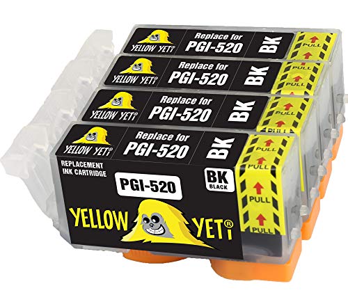 Yellow Yeti Ersatz für Canon PGI-520 PGI-520BK Druckerpatronen kompatibel für Canon Pixma MP560 MP640 MP630 MP620 iP4600 iP4700 iP3600 MP540 MP990 MP980 MP550 MX870 MX860 von YELLOW YETI