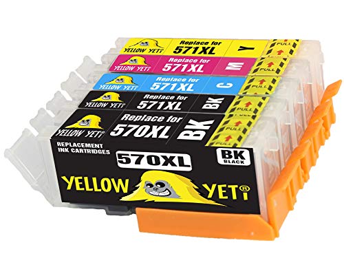 Yellow Yeti Ersatz für Canon PGI-570XL CLI-571XL 5 Druckerpatronen kompatibel für Canon Pixma TS5050 MG5750 MG5751 TS6050 MG6850 MG6851 TS5051 TS5053 TS6051 TS6052 MG5752 MG5753 von YELLOW YETI