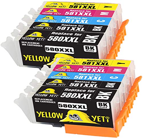 Yellow Yeti Ersatz für Canon PGI-580XXL CLI-581XXL 10 Druckerpatronen kompatibel für Canon Pixma TS6151 TS6251 TS6350 TS6351 TS705 TR7550 TS8150 TS8152 TS8250 TS8251 TS8252 TS9550 TS9551 TS9551C von YELLOW YETI
