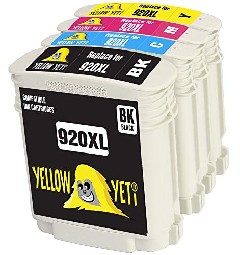 Yellow Yeti Ersatz für HP 920 920XL Druckerpatronen kompatibel für HP OfficeJet 6000 6500 6500A 7000 7500A (1 Schwarz + 1 Cyan + 1 Magenta + 1 Gelb) von YELLOW YETI