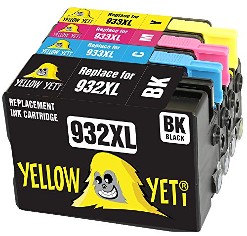 Yellow Yeti Ersatz für HP 932 933 932XL 933XL Druckerpatronen kompatibel für HP Officejet 6600 6700 7110 7610 7612 7620 (1 Schwarz + 1 Cyan + 1 Magenta + 1 Gelb) von YELLOW YETI