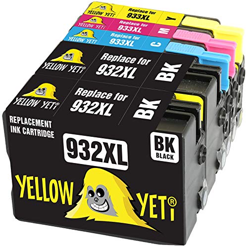 Yellow Yeti Ersatz für HP 932 933 932XL 933XL Druckerpatronen kompatibel für HP Officejet 6600 6700 7110 7610 7612 7620 (2 Schwarz + 1 Cyan + 1 Magenta + 1 Gelb) von YELLOW YETI