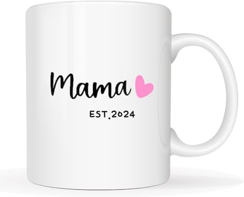 Mama Geschenke Kaffee Tasse, Mama EST.2024 Kaffee Tassen mit Spruch, Weihnachtsgeschenke für Mutter zum Geburtstag,Muttertag Geschenk 350ml Kaffeebecher von YGFADH