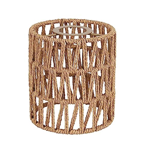 Boho Rattan Lampenschirm Hängelampe Stehlampe Papierlampenschirm Pendelleuchtenschirm Korblampen Hängend Laterne Tischleuchte Ersatzschirm Lampenschirm Zubehör für Tischlampe Hängeleuchten Deckenlampe von YIKEGE LICHT