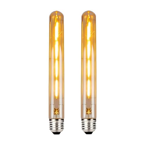 T30 Vintage Glühbirne Led Lampen Edison E27 - 2er Set Retro 8W LED Lampe Birne 225mm Läng Warmweiß Flötenrohr Edison Glühbirne E27 Leuchtmittel Ideal für Wandlampe Stehlampe Deckenleuchte Hängelampe von YIKEGE LICHT