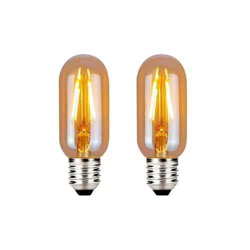 T45 Vintage Glühbirne Led Lampen Edison E27 - 2er Set Retro 6W LED Lampe Birne 110mm Läng Warmweiß Flötenrohr Edison Glühbirne E27 Leuchtmittel Ideal für Wandlampe Stehlampe Deckenleuchte Hängelampe von YIKEGE LICHT