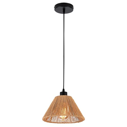 Vintage Boho Lampe Hängelampe Pendelleuchte Verstellbar Höhe Hängeleuchte Rattan Regenschirm Deckenlampe Badlampe Badezimmerlampe E27 Industrielle Deckenleuchten für das Bad Küche Schlafzimmer Flur von YIKEGE LICHT