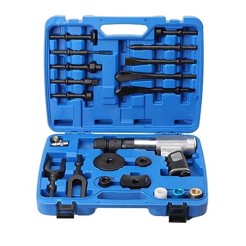 YILIKISS Vibro Druckluft Meißelhammer Satz Vibro-Druckluftmeißel 15tlg Air Hammer Kit Schlaghammer Ball Joint Dismantling Hammer mit Meissel, 2200r/min Mit Schnellwechselfutter Rückschlagdämpfung von YILIKISS