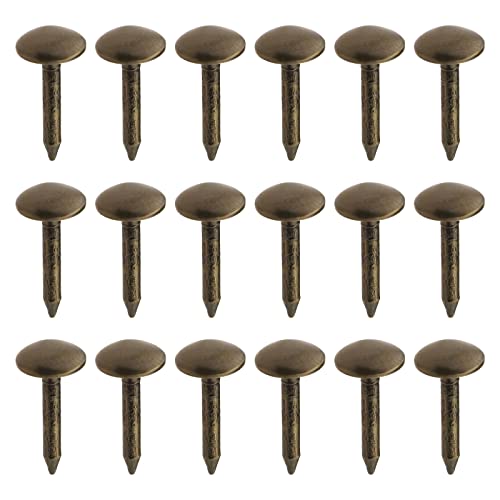 YINETTECH 200 Stück runde gewölbte Polsternägel, antikes Messing, Möbelnägel, Sofa, Nieten, dicke Metallklammern, Befestigungen für Möbel, Trommel, Holztür, Dekoration, 6 x 12 mm von YINETTECH