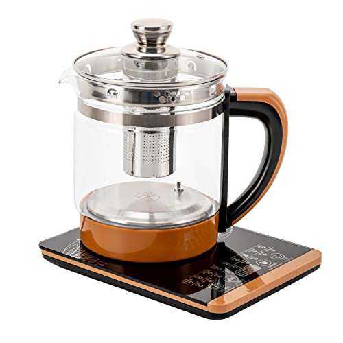 Wasserkocher Teekocher Glas-Wasserkocher Teemaschine Teebereiter 1.8L 2 in 1 mit Temperaturwahl 800 Watt Sensor-Touch-Bedienfeld von YISSALE