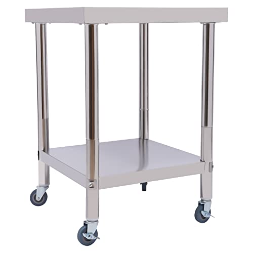 YISSALE Arbeitstisch Edelstahl Catering Arbeitstisch Edelstahltisch Küchentisch mit Rollen 60x60cm für Küche Bar Restaurant von YISSALE