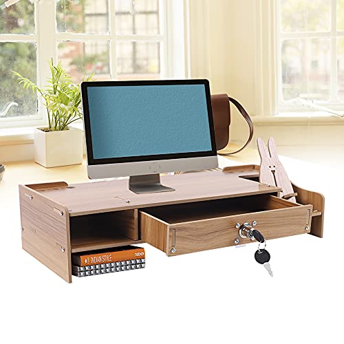 YISSALE Monitor Stand Riser Monitorständer Monitorerhöhung mit Schublade Bildschirmständer Dichteplatte für Computer TV Laptop von YISSALE