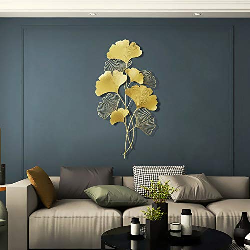 YISSALE Wanddeko Metall Gingko, 55 x 110 cm, 3D Wandbild für das Wohnzimmer, Wanddeko Blätter, Wohnzimmer Dekoration, Wandverzierung Attraktives Geburtstagsgeschenk von YISSALE