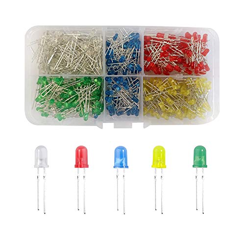 YIXISI 400 Stücke 3mm LED Leuchtdiode, LED Dioden Set, Rundkopf LED, 5 Farben (80 Stücke Jede Farbe), Weiß Rot Gelb Grün Blau von YIXISI