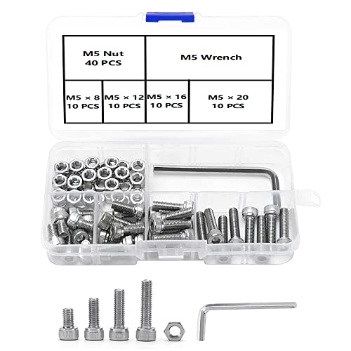 YIXISI 81 Stück M5 Edelstahl Sechskantschrauben Sortiment Kit, Sechskantkopf schrauben Schrauben, Schrauben Set mit 1 Stück Sechskantschlüssel von YIXISI