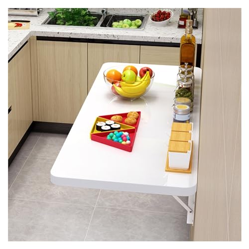 Wandmontierter Klapptisch, Klappbarer Schreibtisch, Schwebender Tisch für Küche, Waschküche, Restaurant, Platzsparendes Regal, Weiß (Size : 100x40cm(39x16inch)) von YKNAG Direct Store